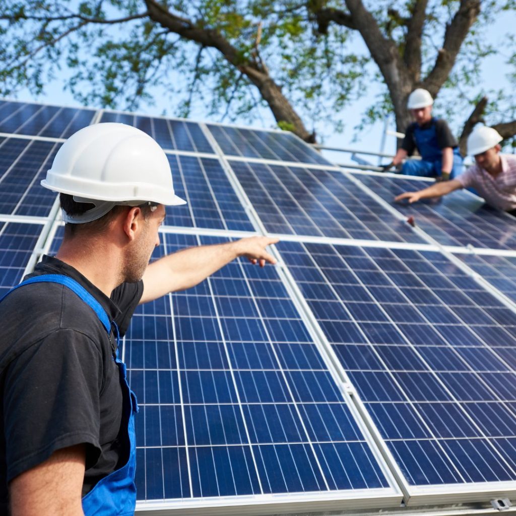 Solar contractors working togeter
