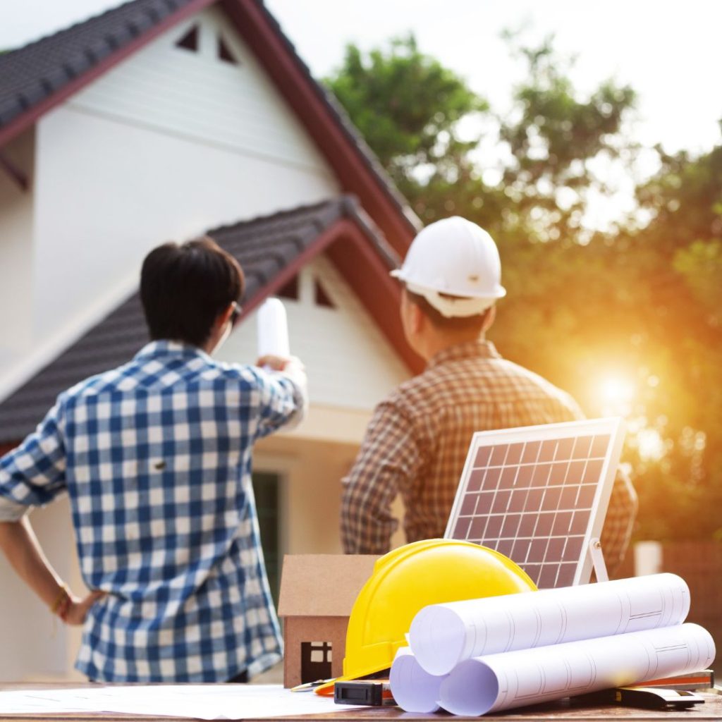 Solar contractor consulting with a homeowner